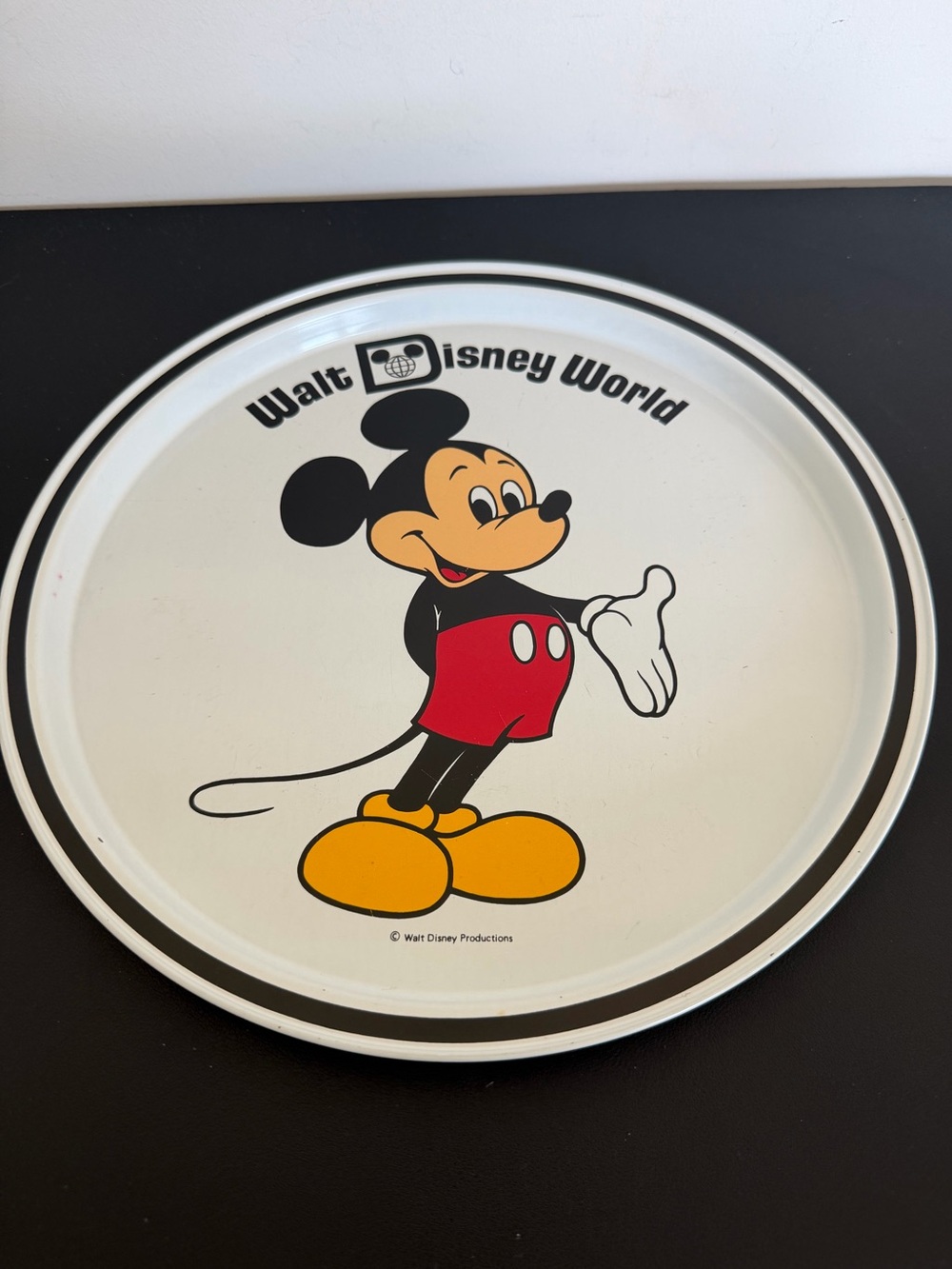 Vintage 1970s Walt Disney World Mickey Mouse Metal Tray Original Price Tag